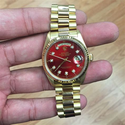 rolex day date red face price|rolex day date 42mm.